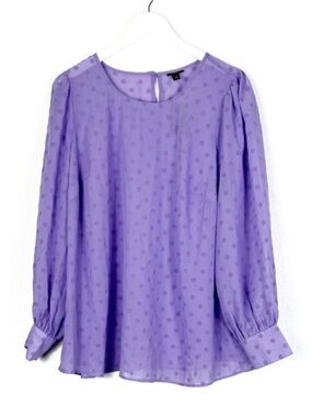NWT Torrid Clip Dot polka dots lavender puff sleeve Long Stem Rose top SZ 1 NEW